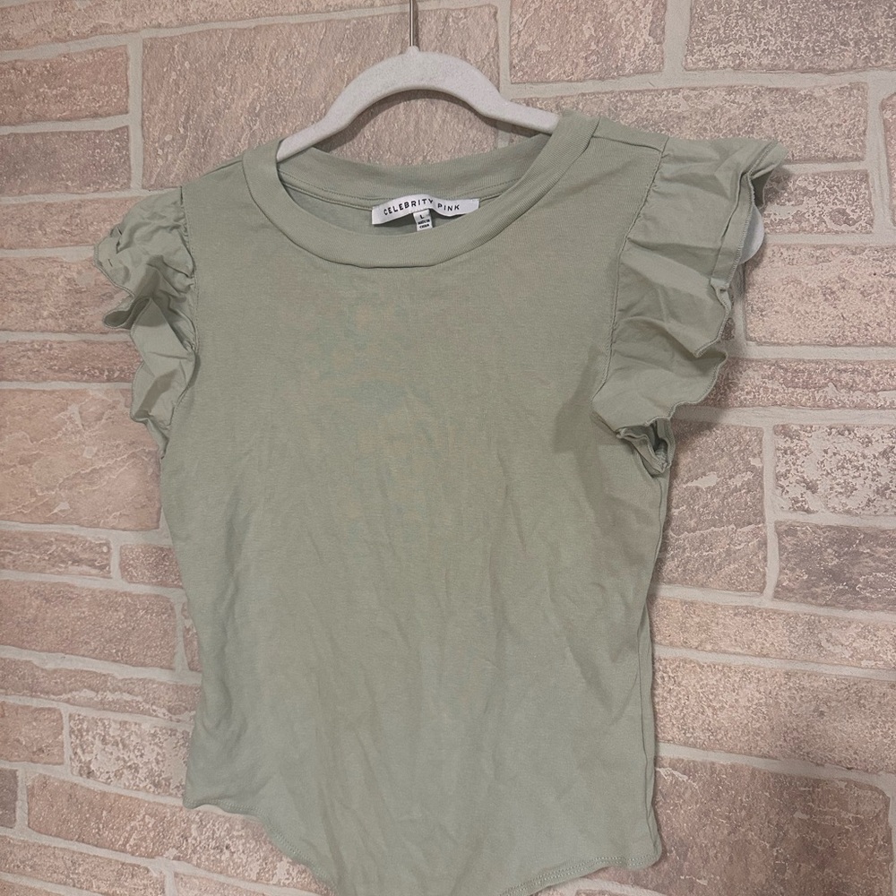 Celebrity Pink Ruffle Sleeve Tee - Light Green
